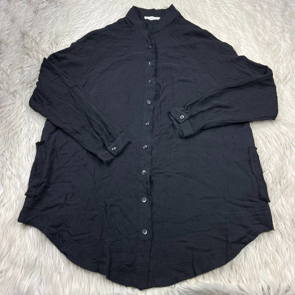 Aritzia - Talulah Women's Black Light Weight Cotton Button Front Tunic